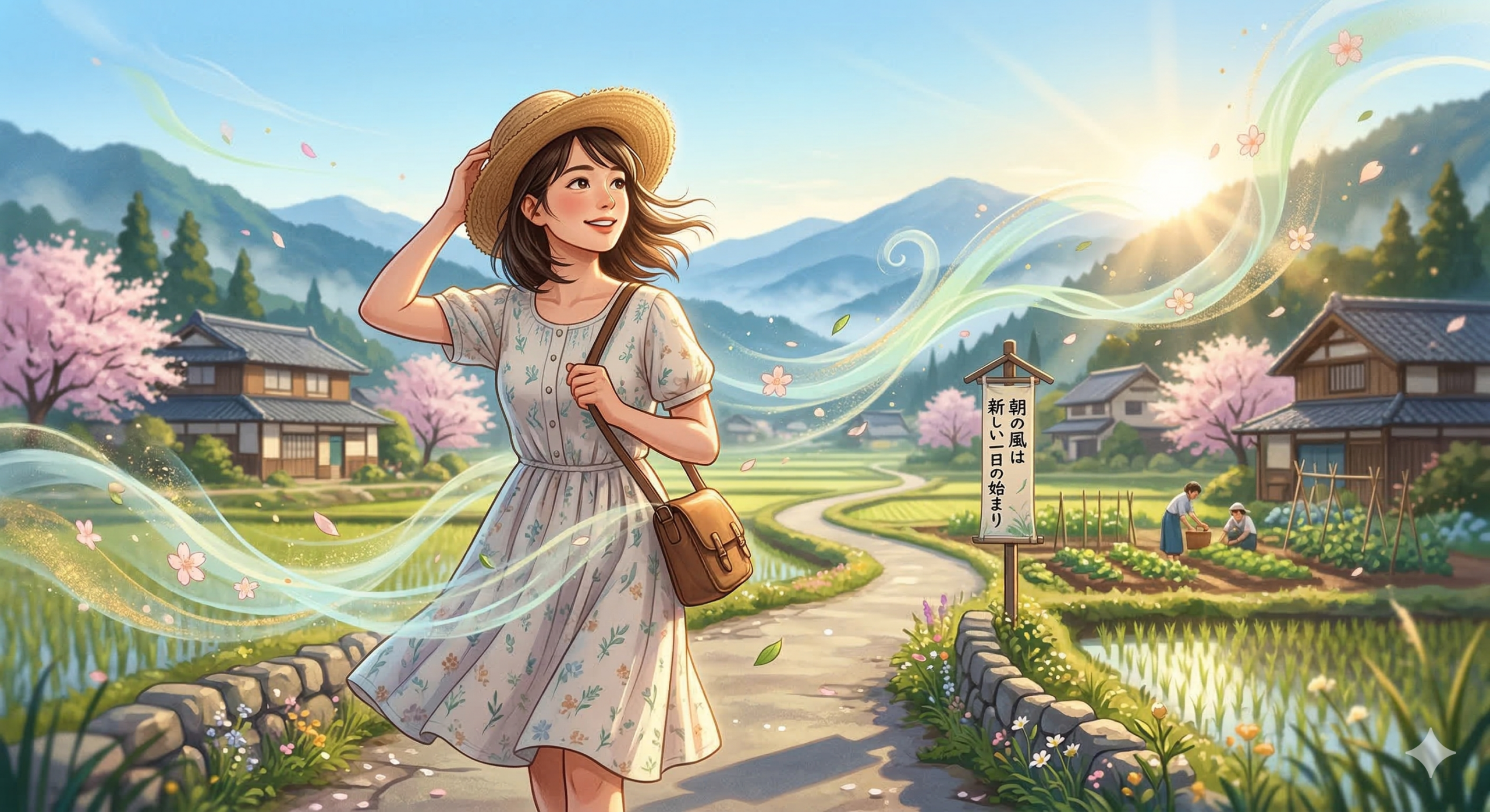 朝ドラ、風、薫るをイメージしたai生成画像
