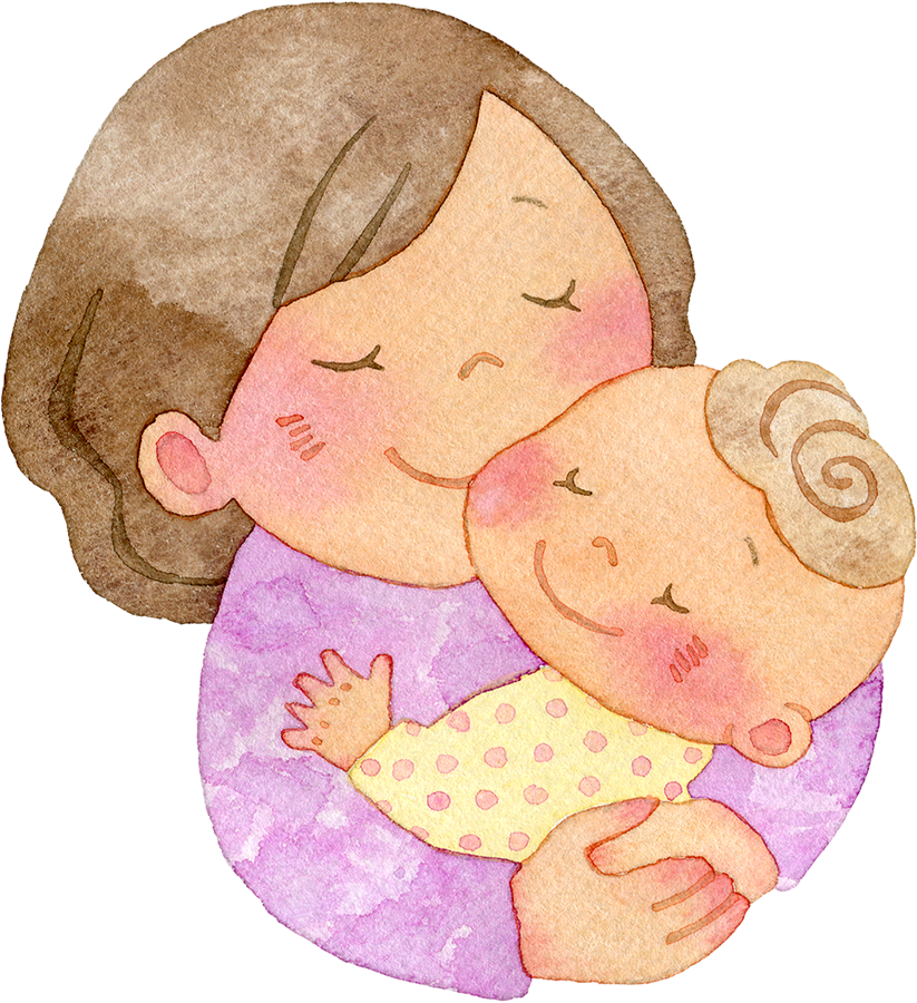 お母さんが赤ちゃんwp抱っこしているイラスト